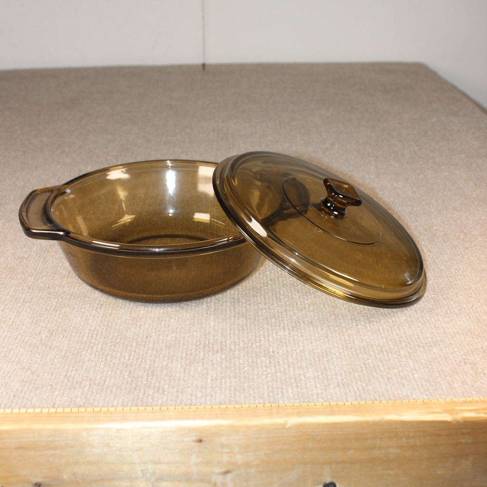 Anchor Hocking Amber Glass Casserole Dish with Lid 1.5 Qt Round 8.25 in 1037